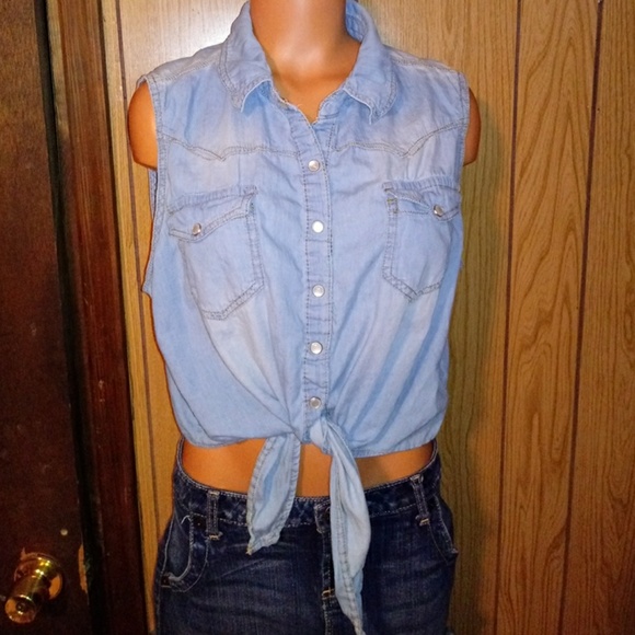 jean tie up shirt